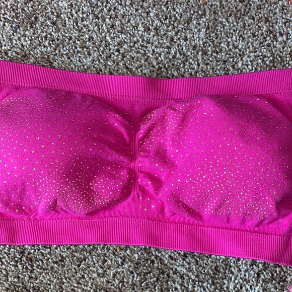 pink and gold bra top sz small / medium cups inside New bandeau bra top glitter - Picture 3 of 4